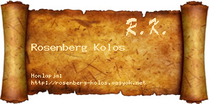 Rosenberg Kolos névjegykártya